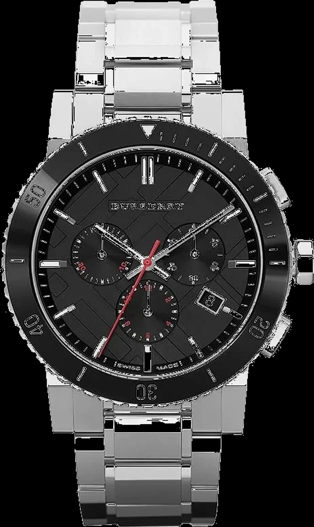 Montre homme Burberry BU9380, chronographe sport noir sur acier