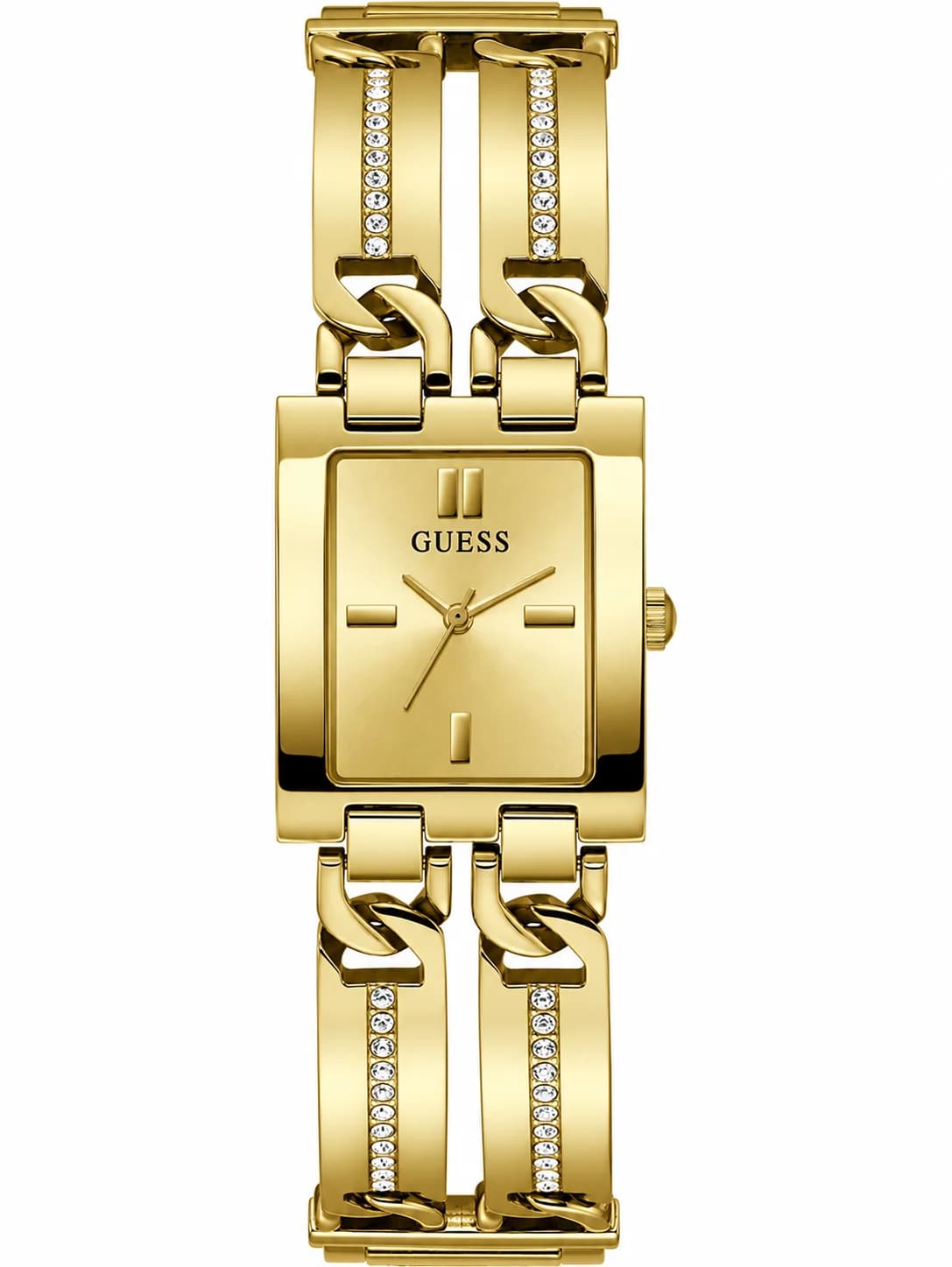 Montre femme Guess GW0668L2, cadran doré, boîtier carré, cristaux éclatants