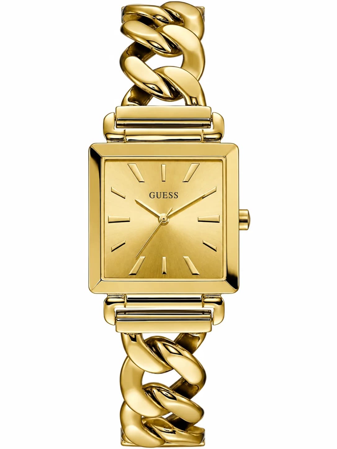 Montre femme Guess W1029L2, cadran or avec boîtier carré doré