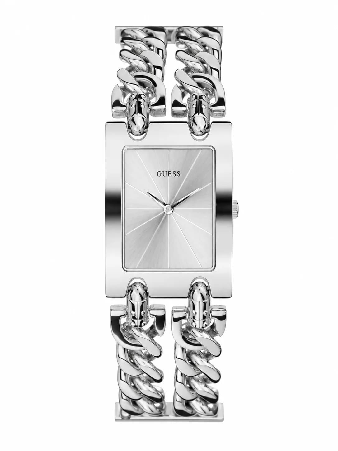 Montre femme Guess W1117L1, cadran argenté sur bracelet acier chaîne