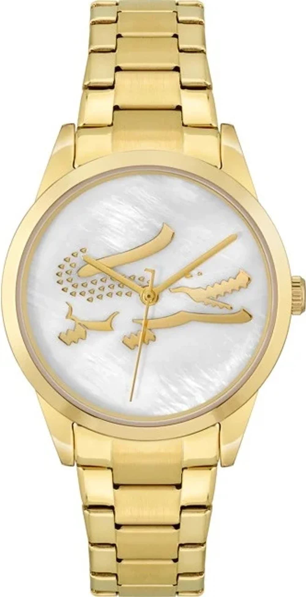 Montre femme Lacoste 2001216, cadran nacre, bracelet acier doré élégant