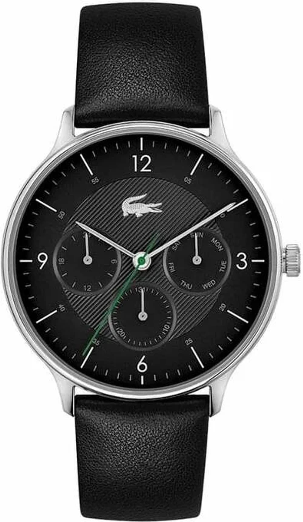 Montre homme Lacoste 2011139, cadran noir multifonctions cuir noir