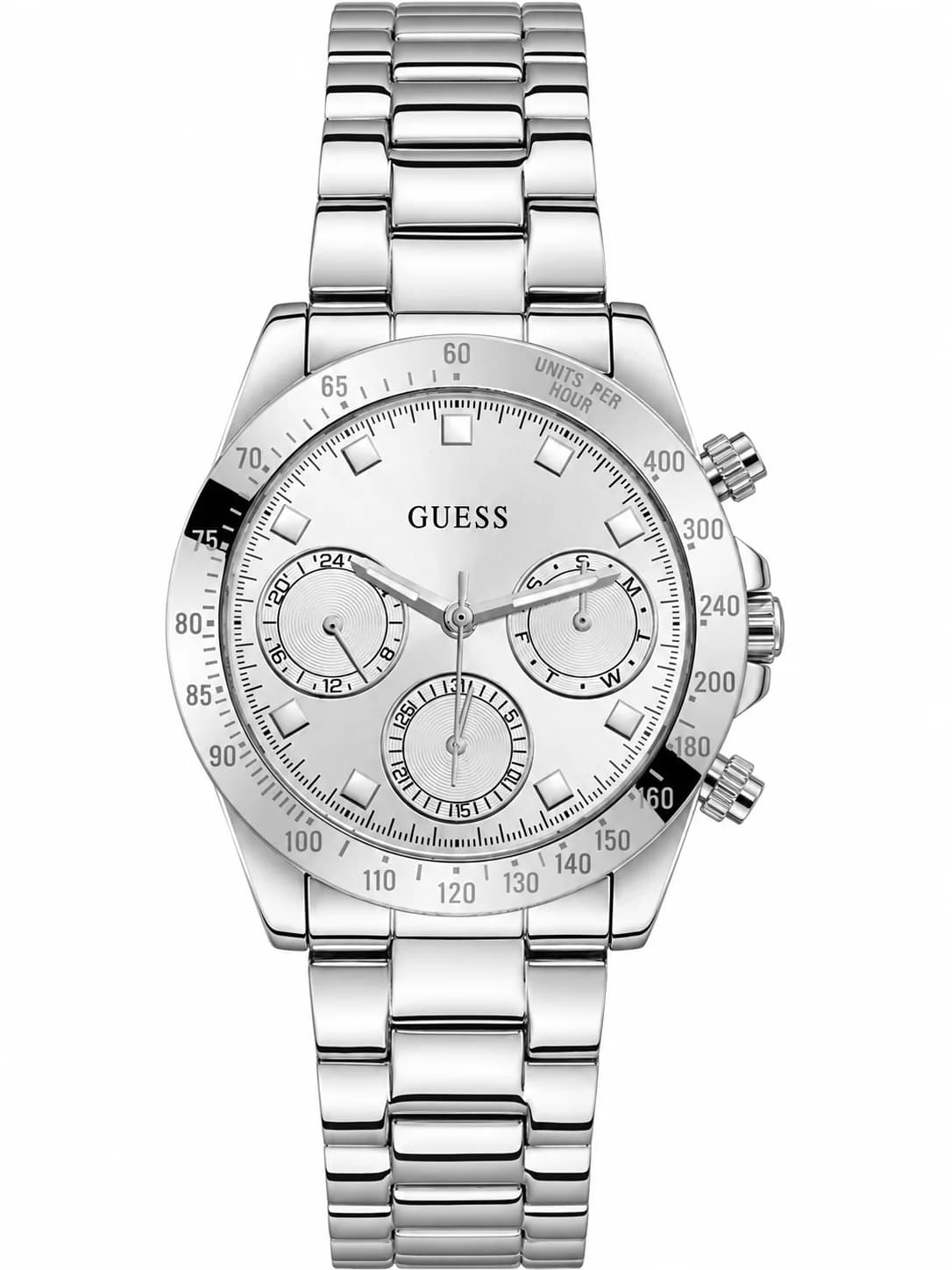 Montre femme Guess GW0314L1, cadran argenté sur bracelet acier