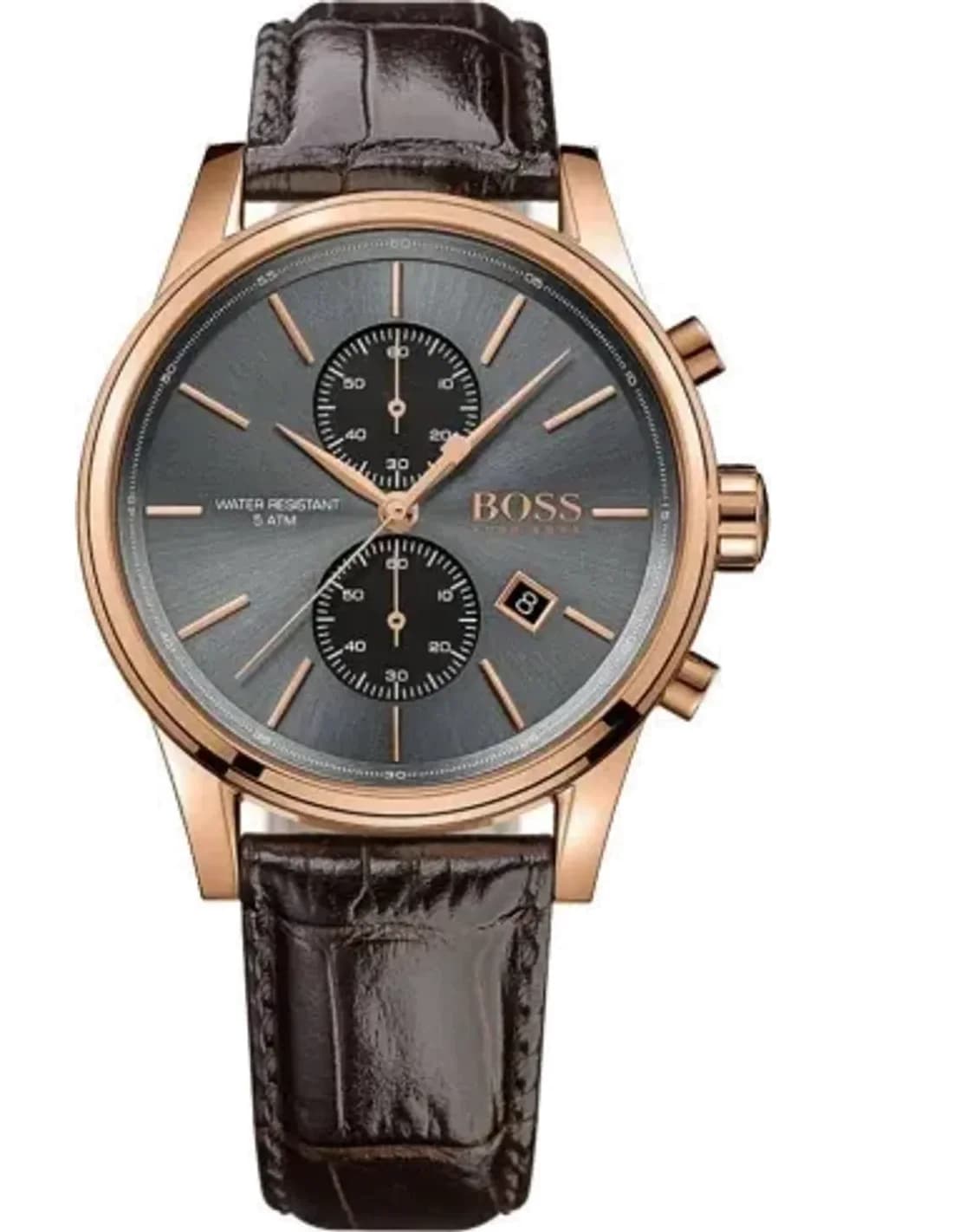 Montre Hugo Boss 1513281 Bracelet Cuir Marron et Cadran Ardoise