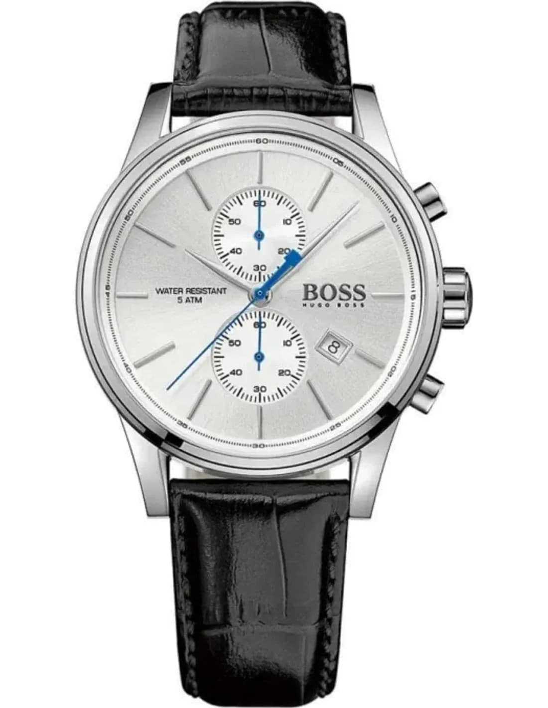 Montre Hugo Boss 1513282 bracelet cuir noir et cadran argenté