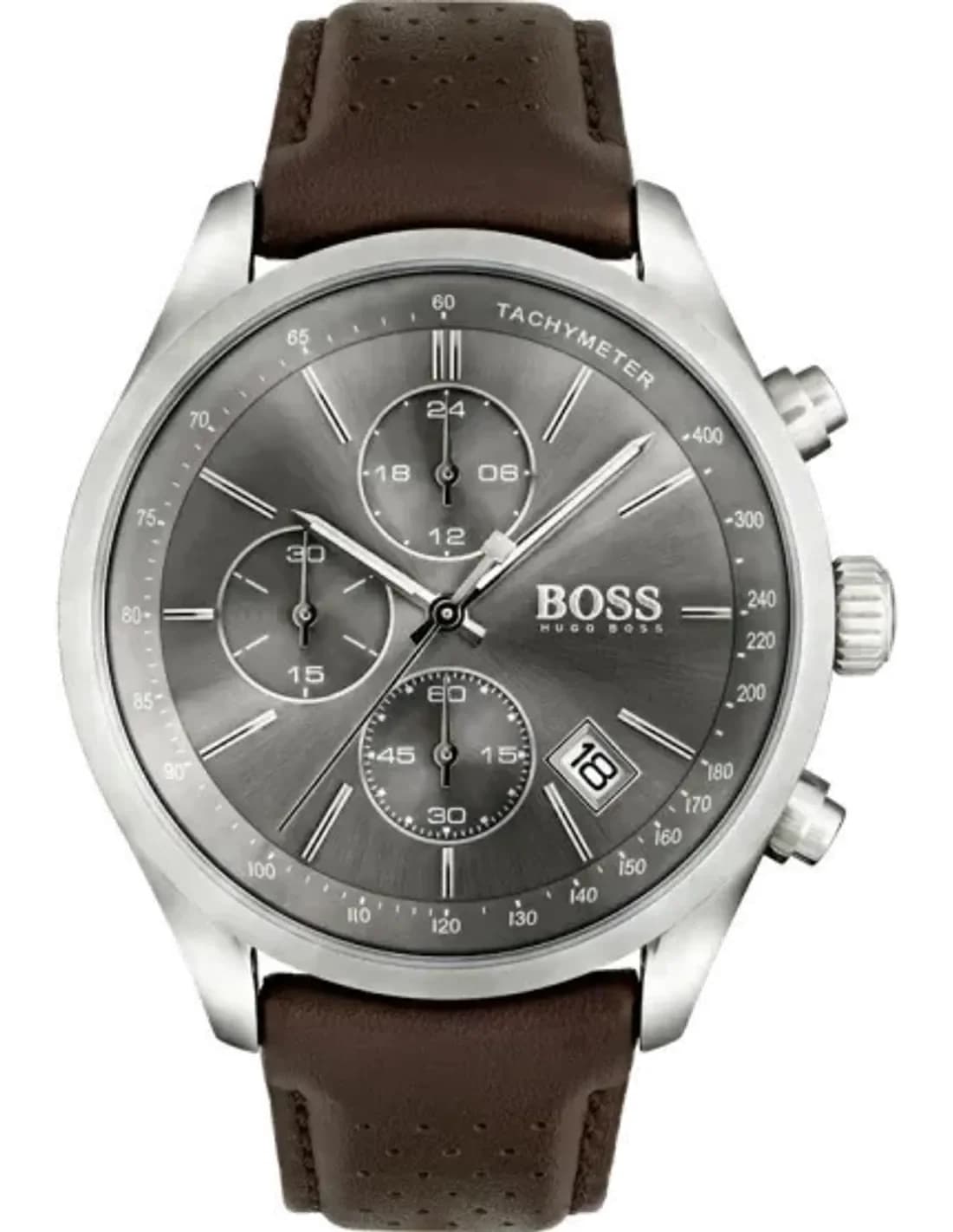 Montre Hugo Boss 1513476 avec Bracelet en Cuir Marron et Boîtier Acier