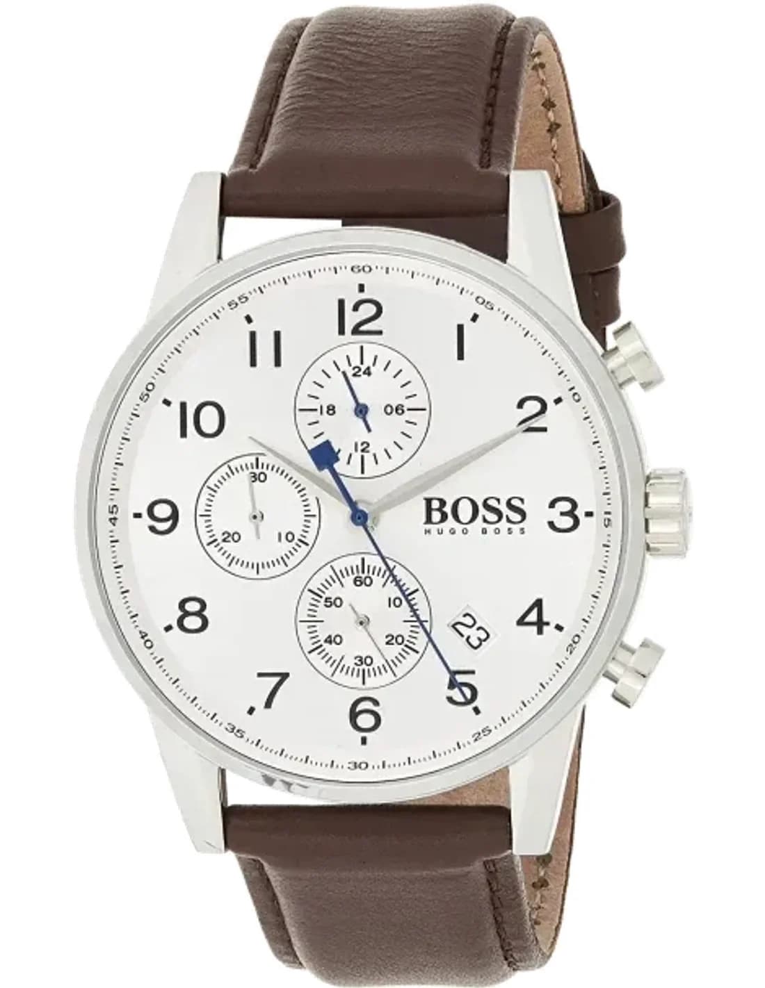 Montre Hugo Boss 1513495 Navigator Cadran Gris et Bracelet Cuir Marron