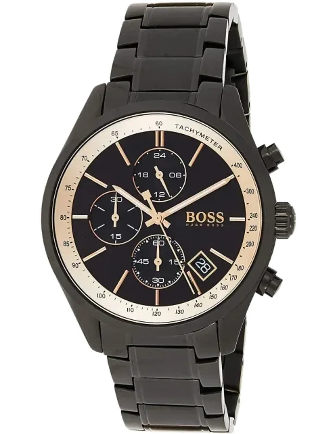 Montre Hugo Boss 1513578 Grand Prix Noir à Bracelet Cuir Perforé