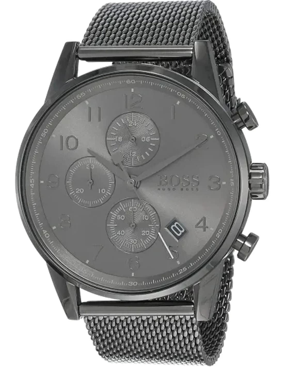 Montre Hugo Boss Navigator 1513674 chronomètre anthracite en maille milanaise