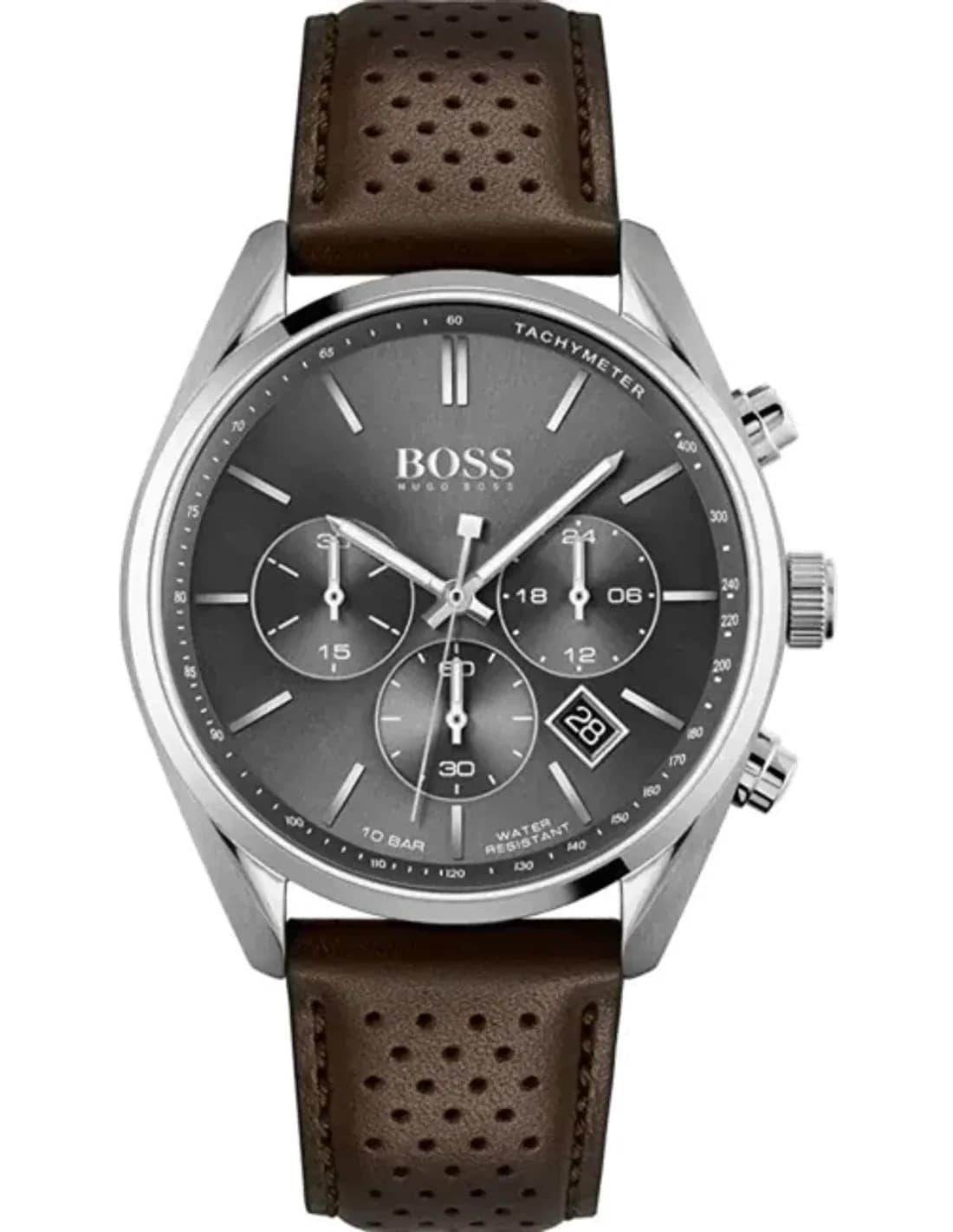 Montre Homme Hugo Boss Champion 1513815 bracelet en cuir perforé marron