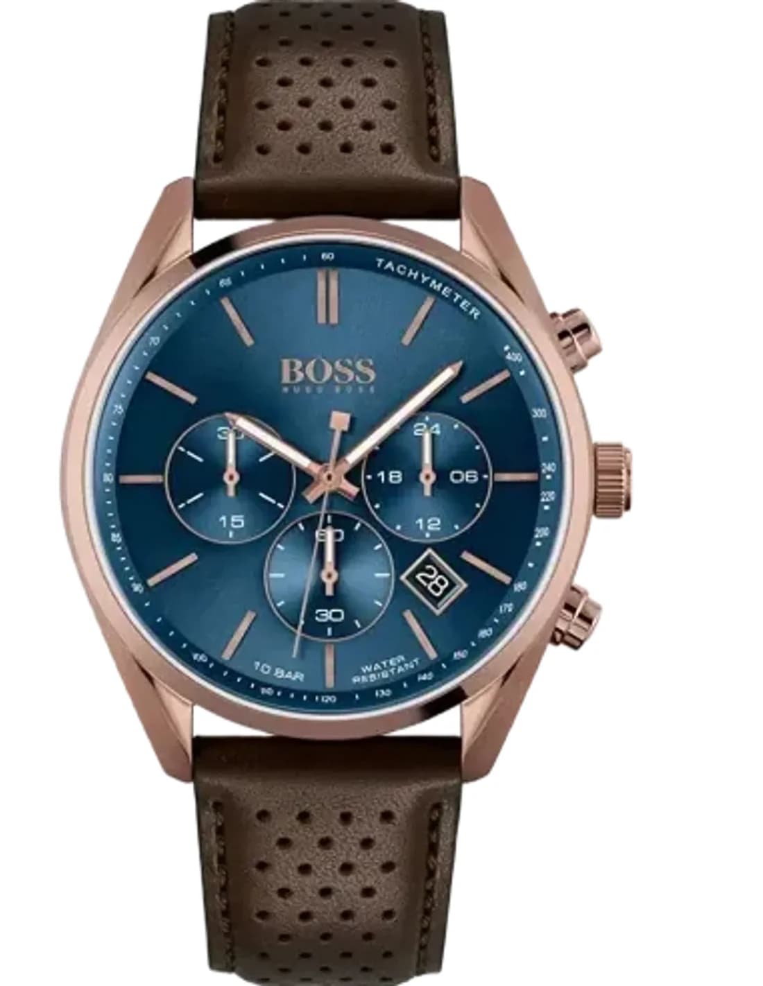 Montre Homme Hugo Boss Champion 1513817 bracelet en cuir perforé marron