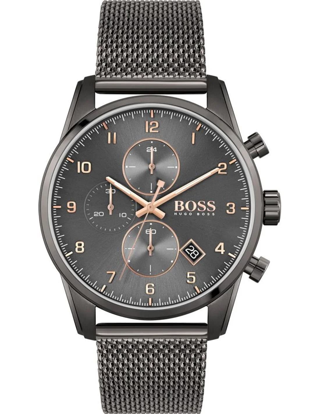 Montre homme Hugo Boss 1513837, cadran argent sur bracelet acier milanais