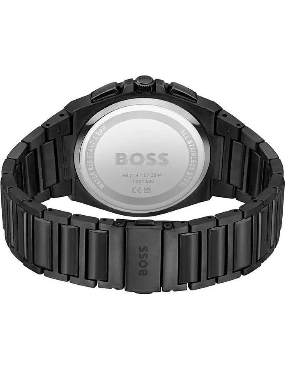 Cadran noir de la montre Hugo Boss 1514068 en détail