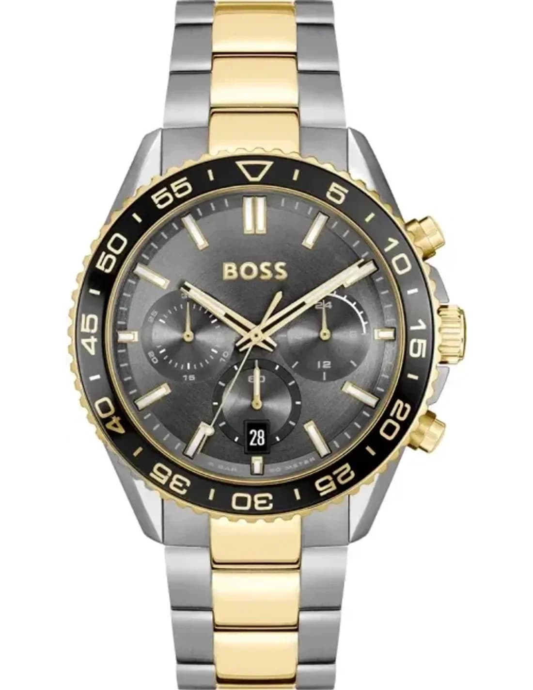 Montre Hugo Boss 1514144 Runner en Acier Bicolore et Cadran Gris