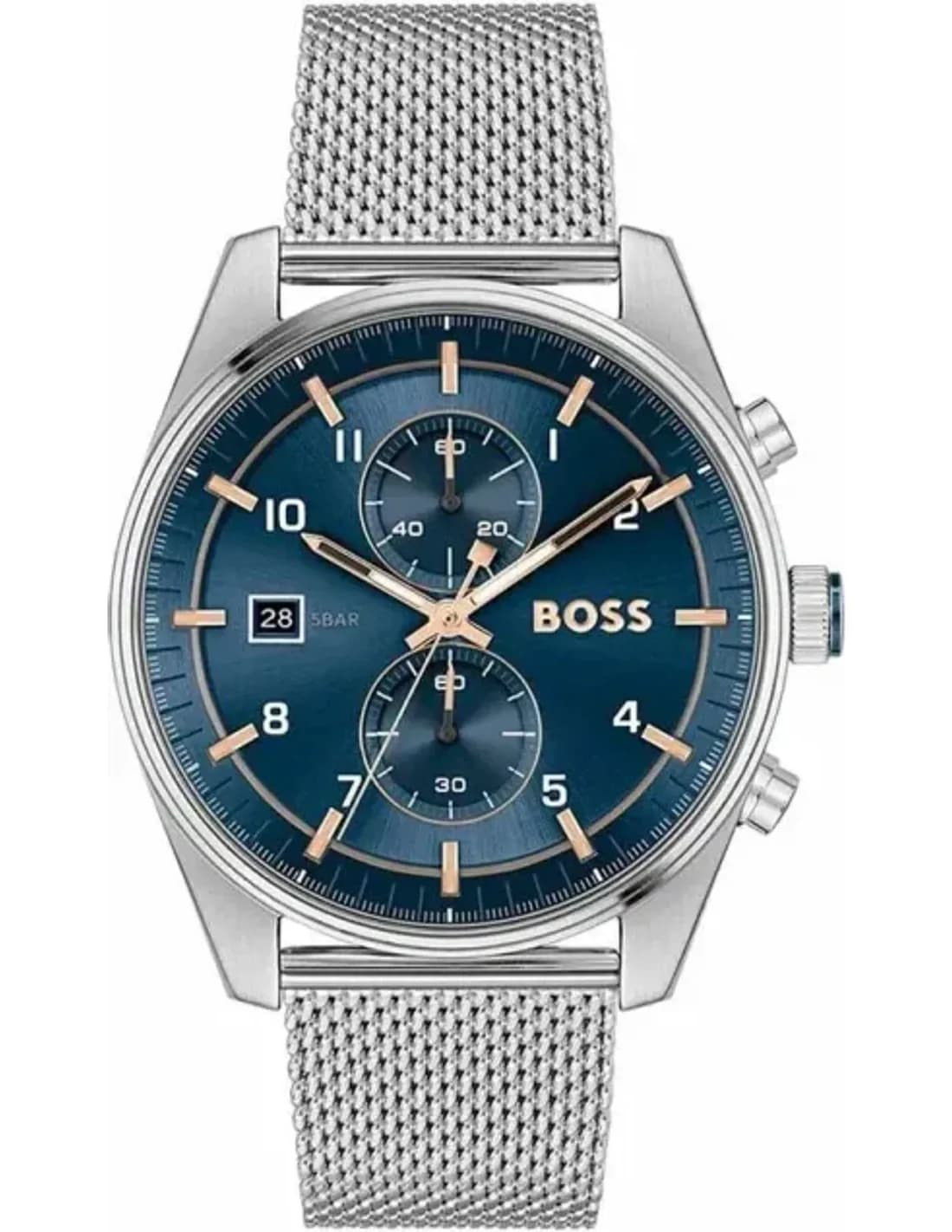 Montre Hugo Boss 1514149 Skytraveller en Acier Argenté et Cadran Bleu