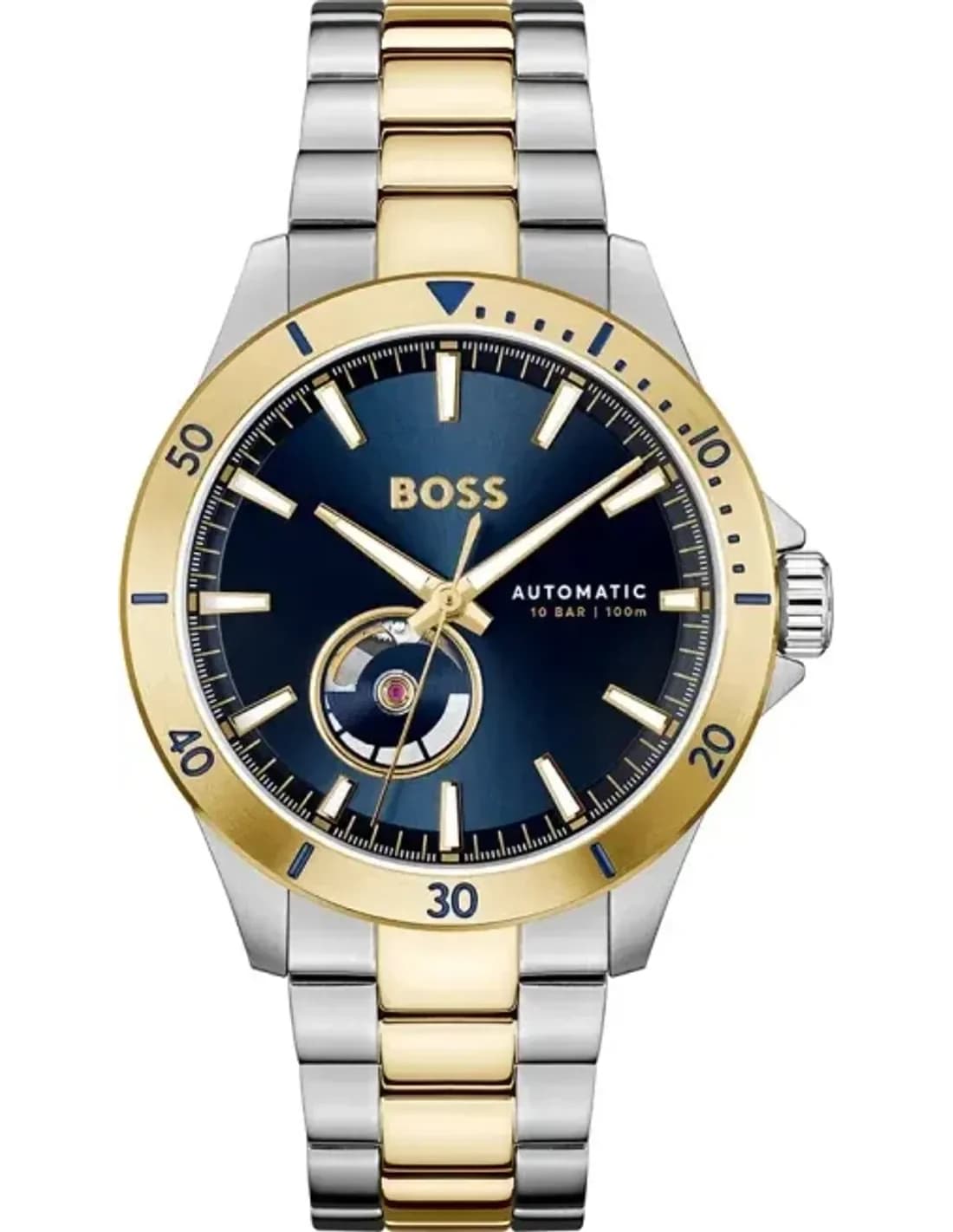 Montre Homme Hugo Boss Automatique Troper 1514201 bracelet bicolore cadran bleu