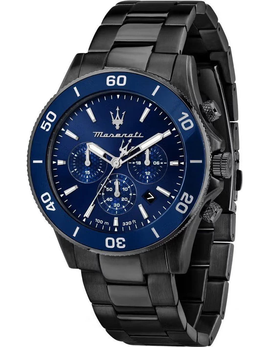 Montre homme Maserati R8873600005, cadran bleu, bracelet acier