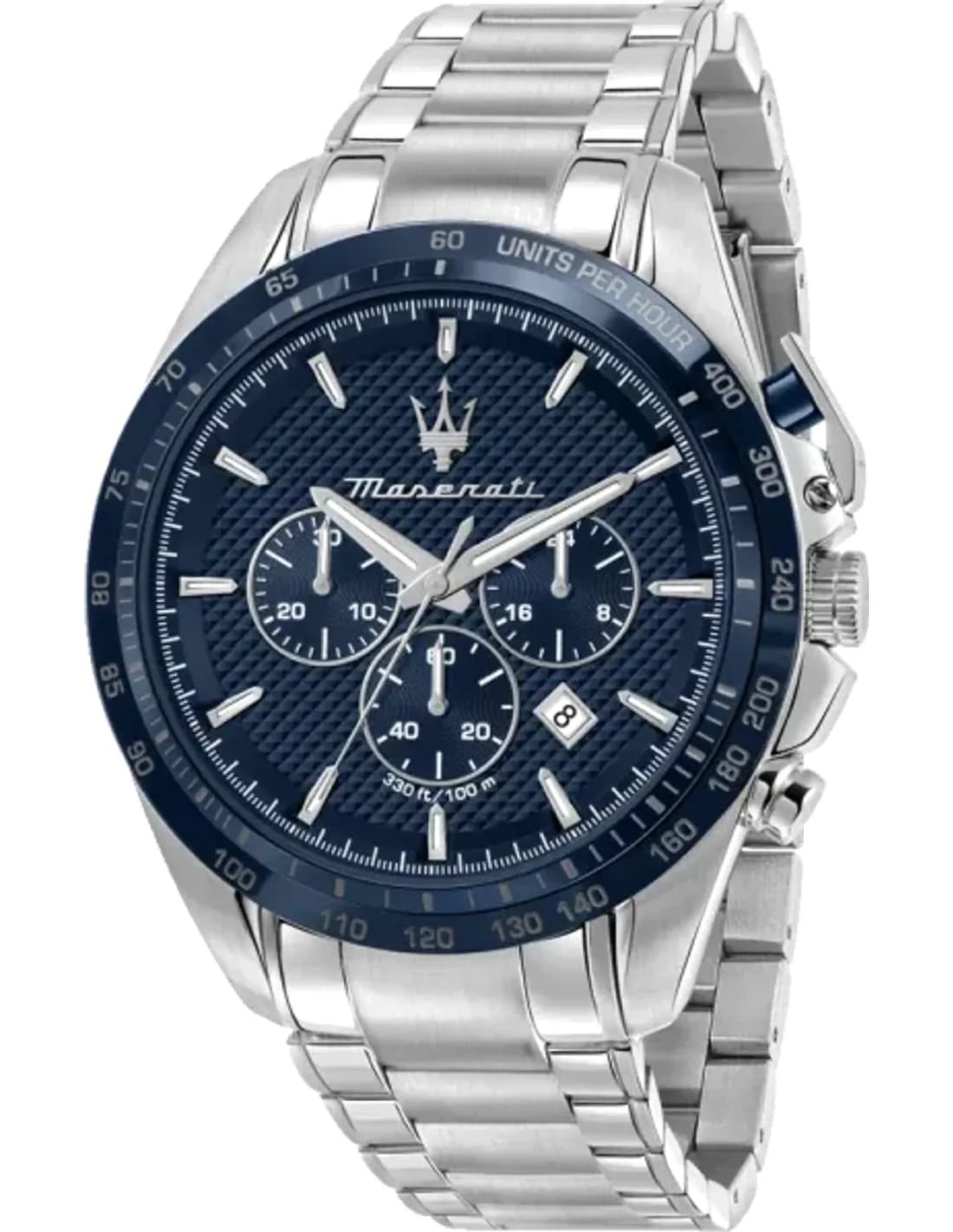 Montre homme Maserati R8873612043, chronographe bleu sur bracelet acier