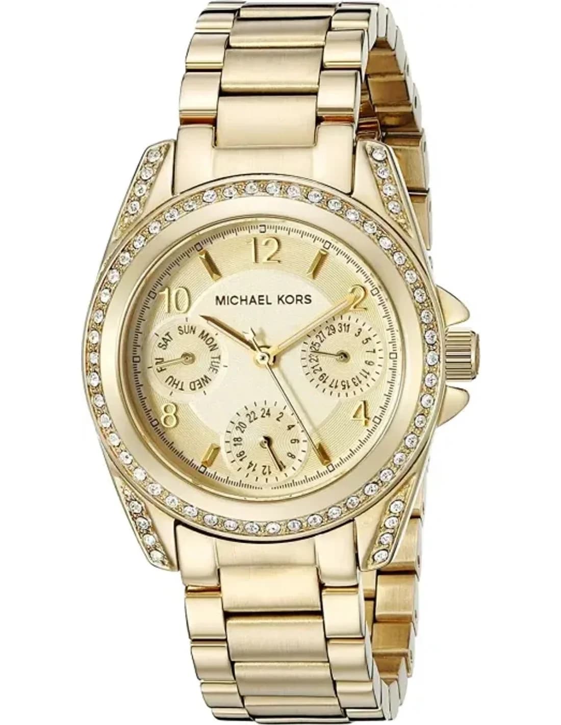 Montre femme Michael Kors MK5166, cadran or avec strass et acier doré