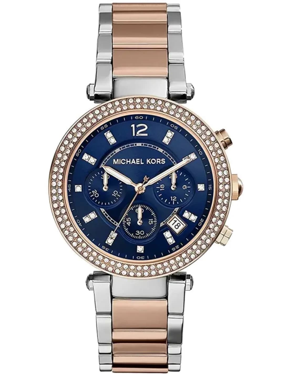 Montre Michael Kors MK6141 Cadran Bleu et Bracelet Bicolore Or Rose