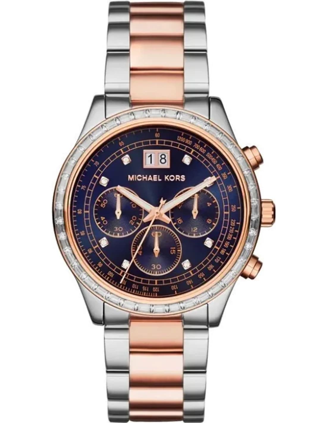 Montre femme Michael Kors MK6205, Brinkley bi-ton cadran bleu