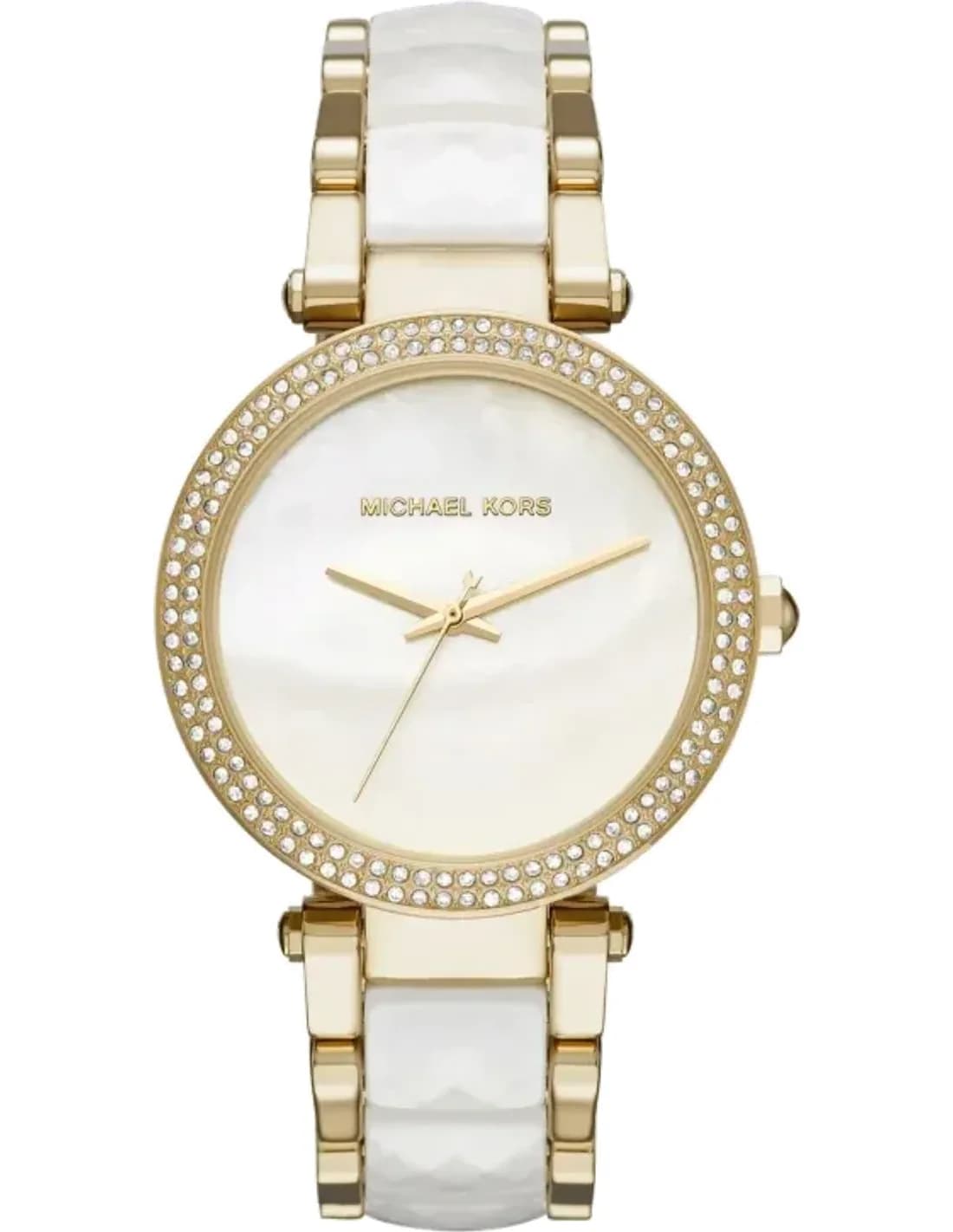 Montre Michael Kors Parker MK6400 bicolore dorée et blanc avec cadran nacre