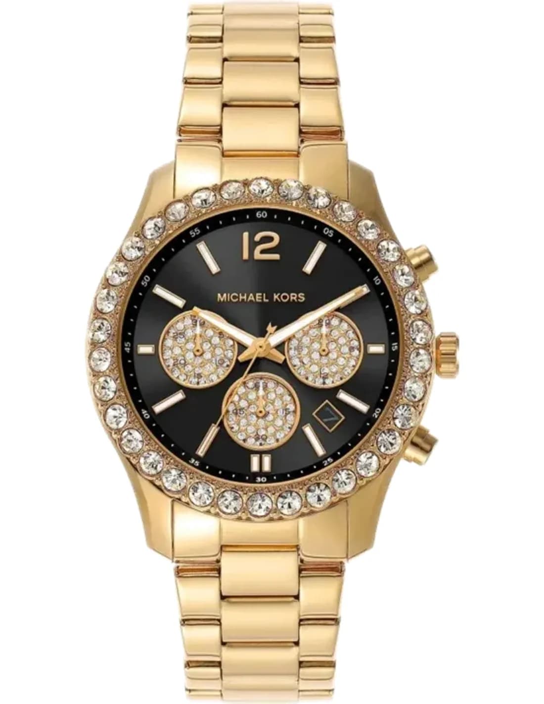 Montre femme Michael Kors MK7414, cadran noir, boîtier et bracelet acier