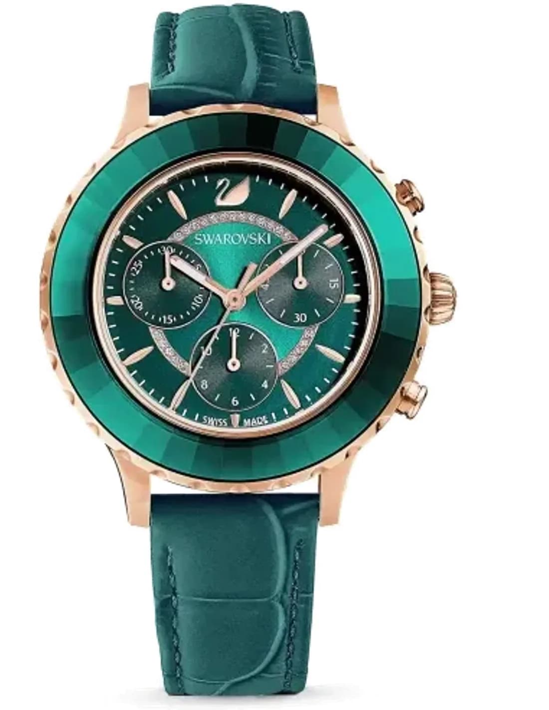 Montre Swarovski 5452498 Octea Lux Chrono Vert Émeraude et Cuir