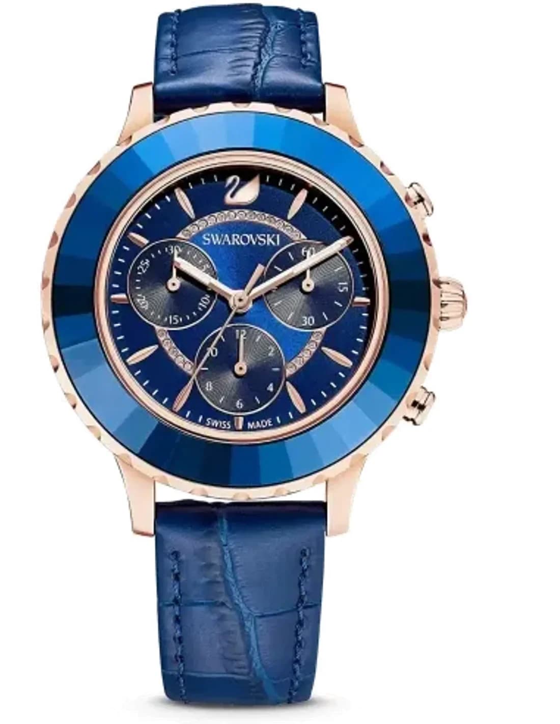 Montre Swarovski 5563480 Octea Lux Chrono Bracelet Cuir Bleu