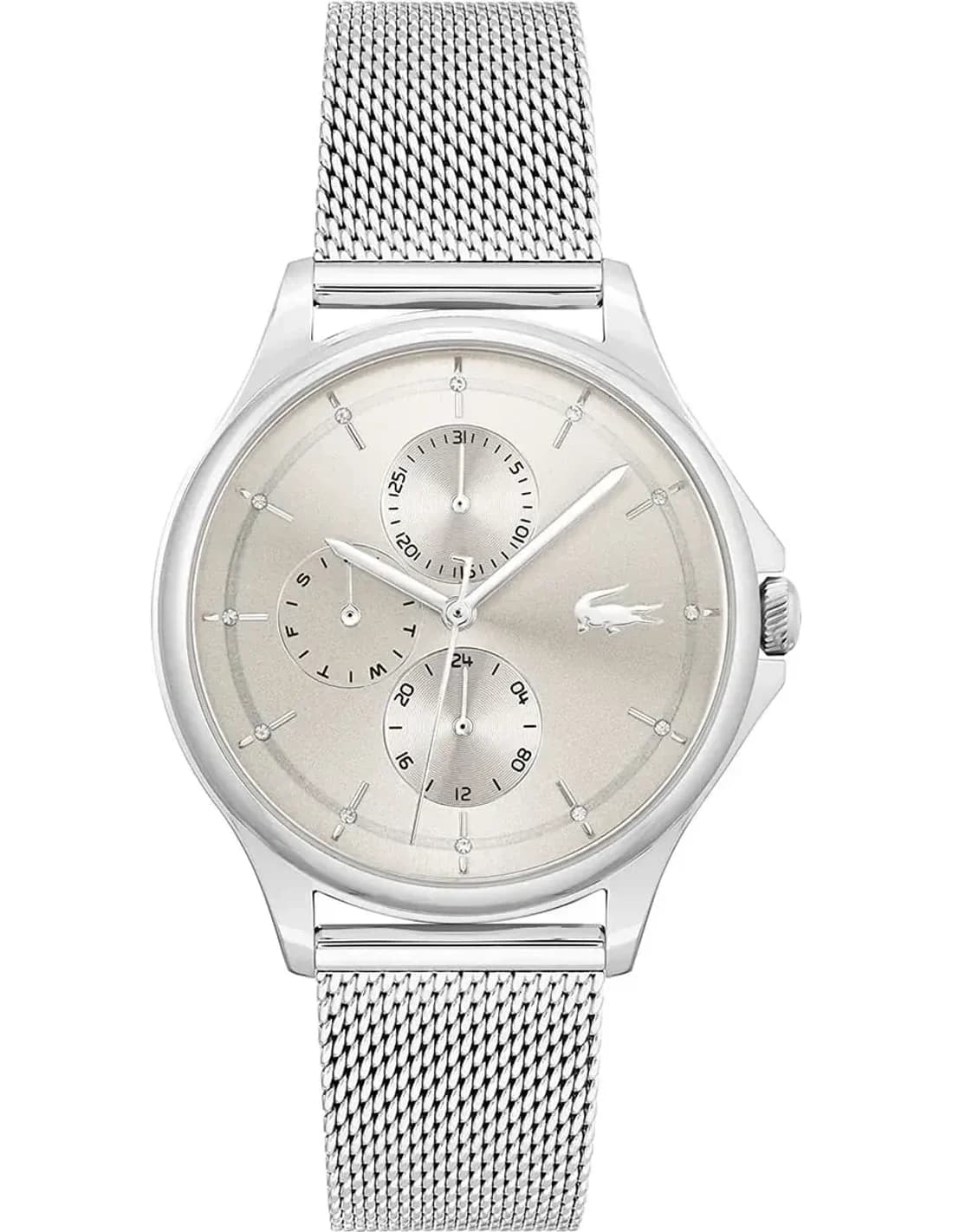 Montre femme Lacoste 2001237, cadran argenté sur bracelet milanais