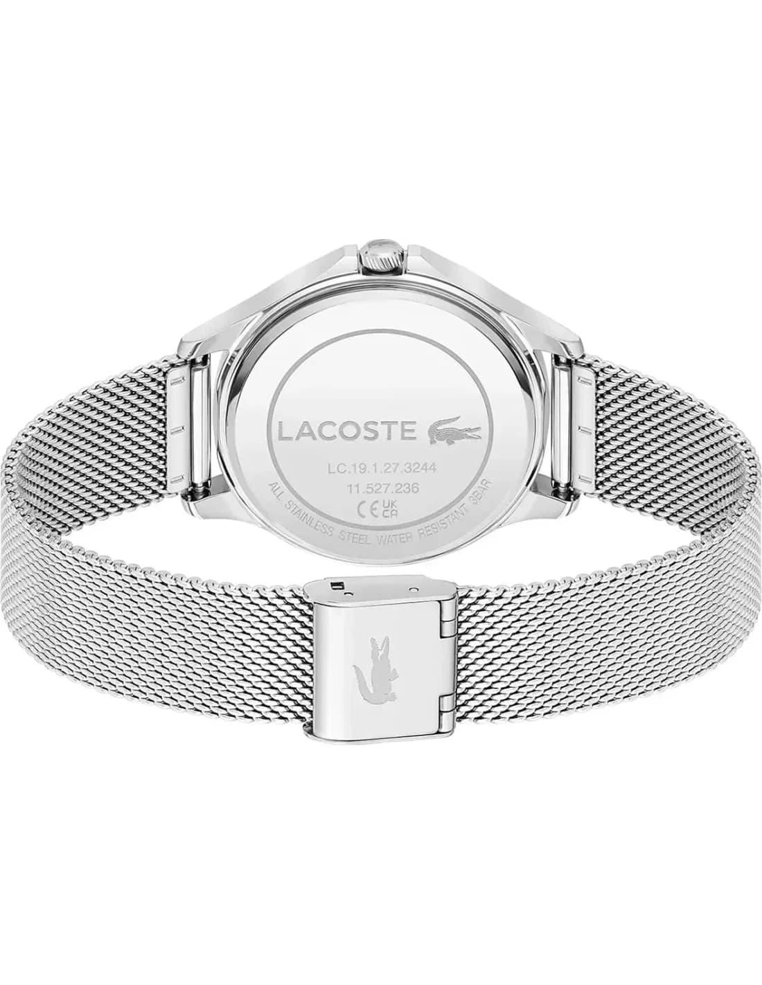 Cadran argent de la montre Lacoste 2001237 en détail