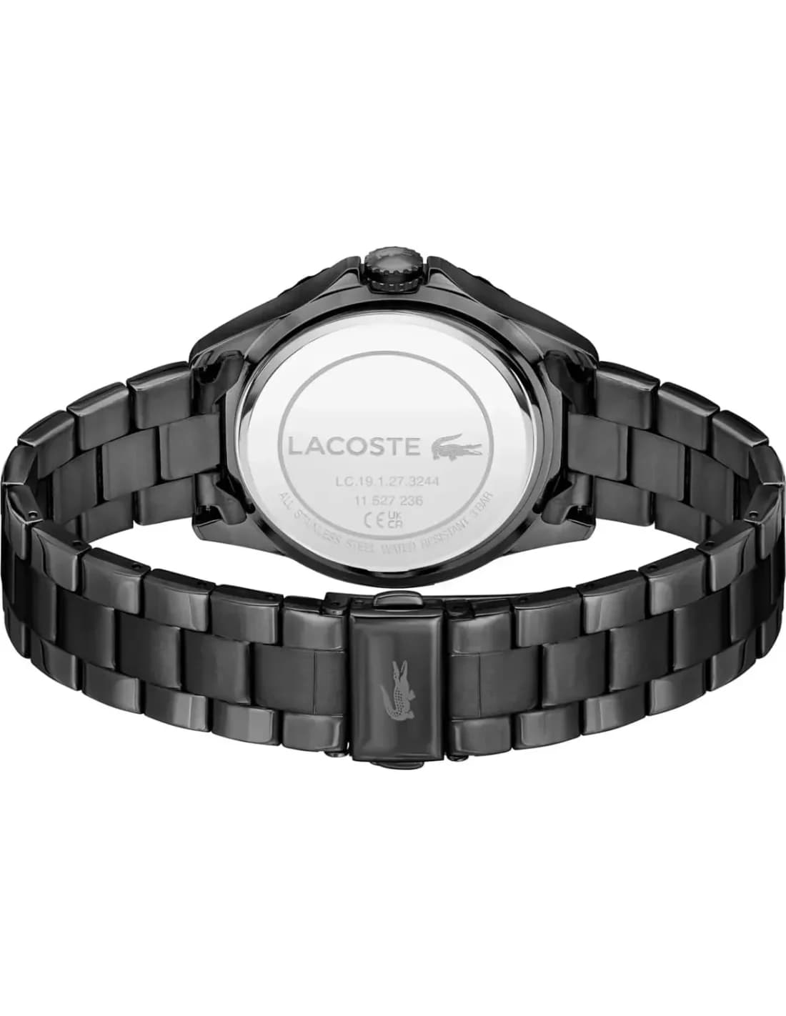 Cadran noir de la montre Lacoste 2001373 en détail
