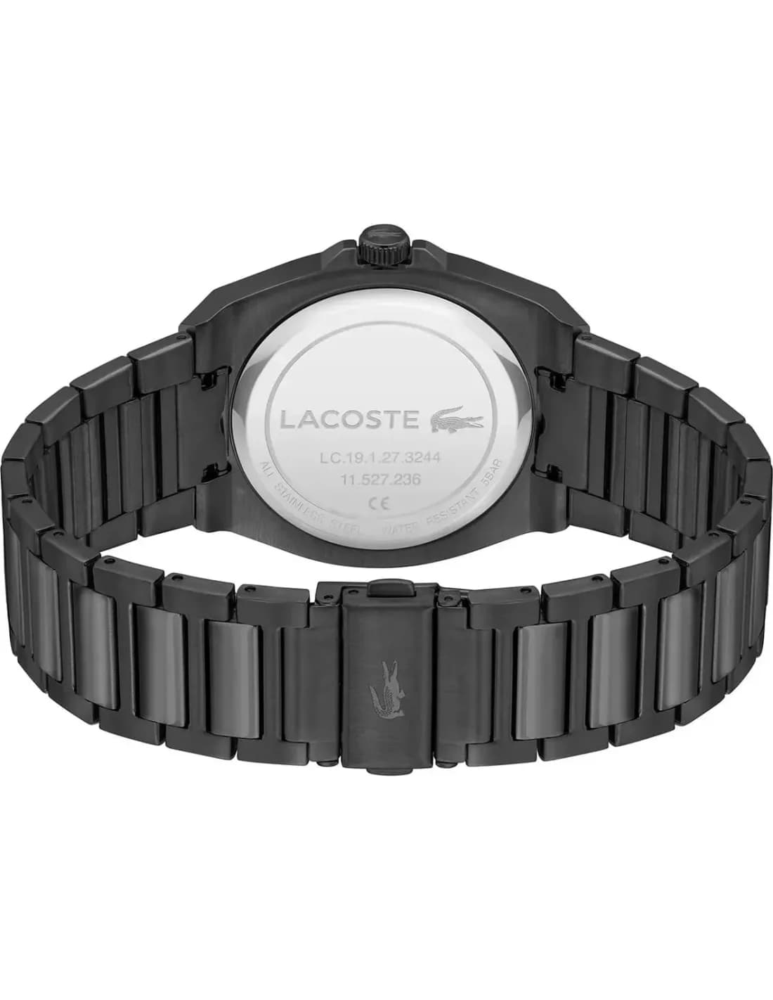 Cadran noir de la montre Lacoste 2011336 en détail