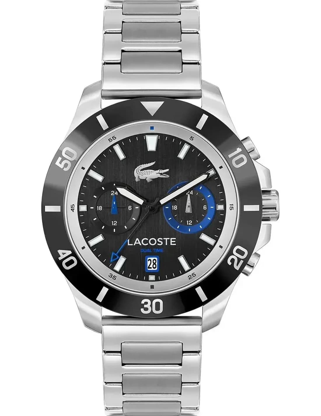 Montre homme Lacoste 2011342, au cadran noir et bracelet acier