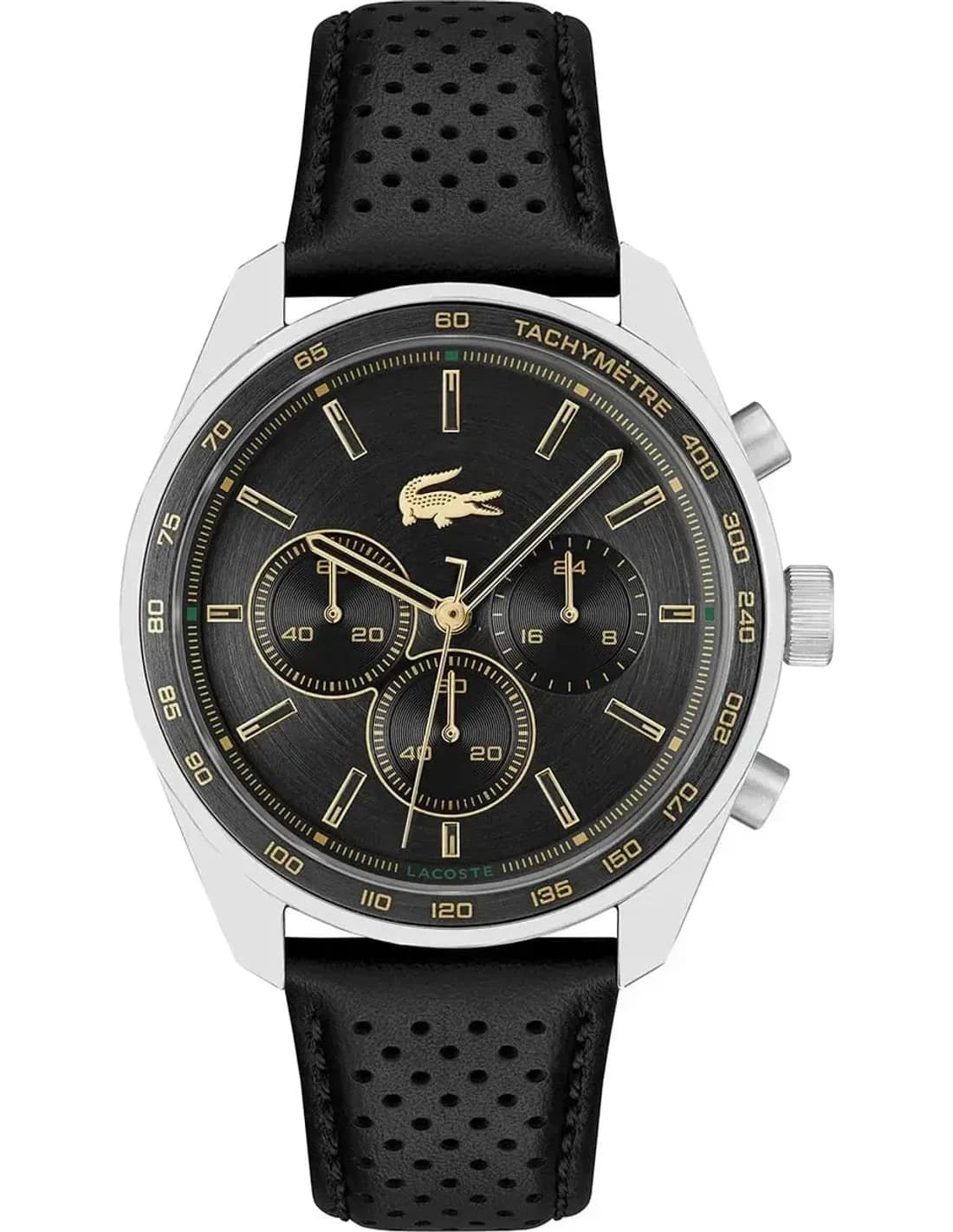 Montre homme Lacoste 2011379, au cadran noir et bracelet cuir