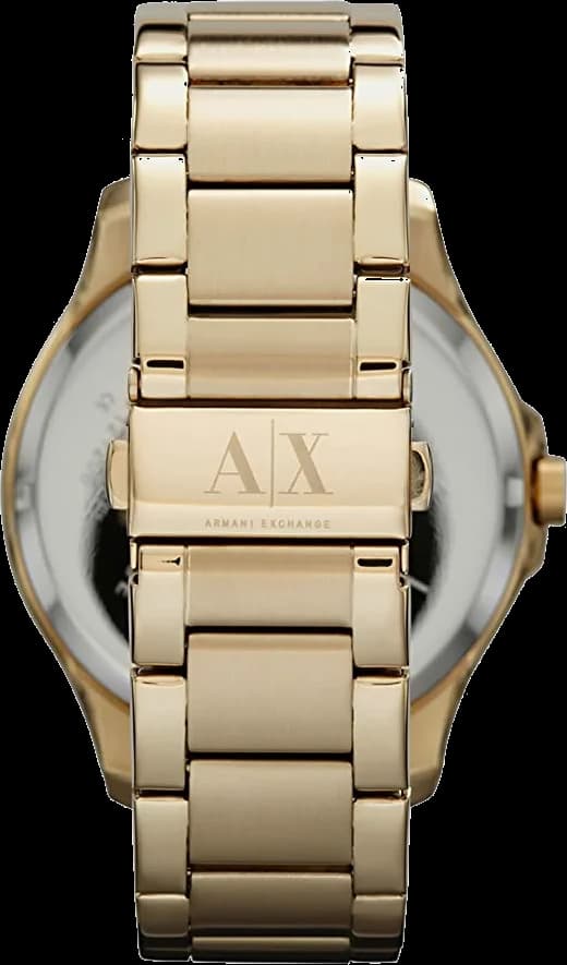 Bracelet Armani Exchange AX2122 en acier doré, maillons polis et satinés, fermoir déployant