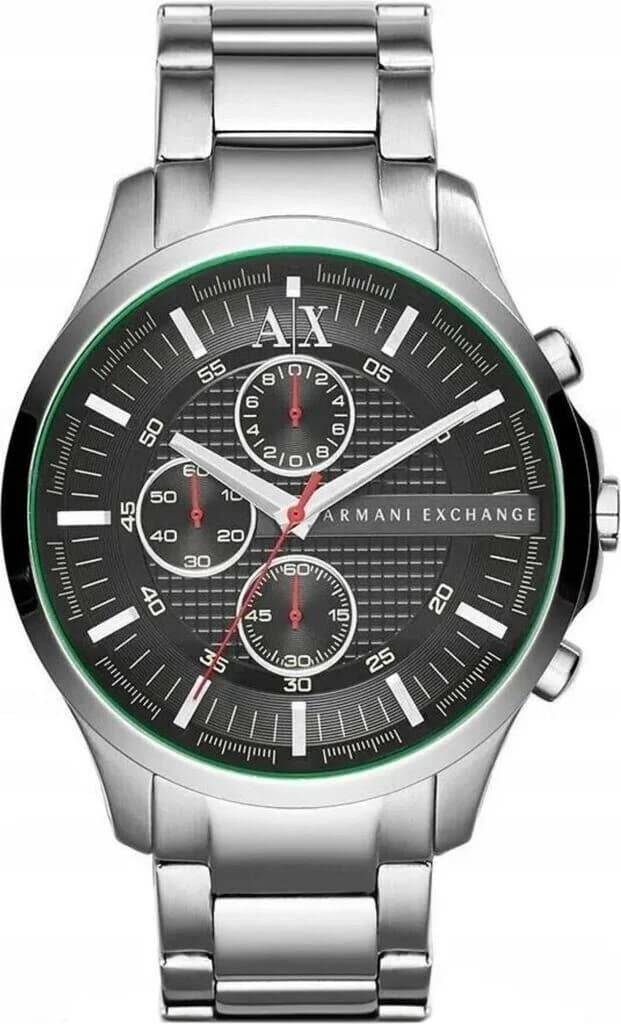 Montre Armani Exchange AX2163 au cadran noir soleillé avec compteurs blancs et aiguilles luminescentes, style sport-chic