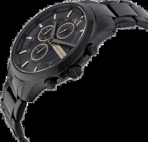 Bracelet Armani Exchange AX2164 en acier inoxydable noir avec boucle déployante, maillons alternant surfaces polies et brossées
