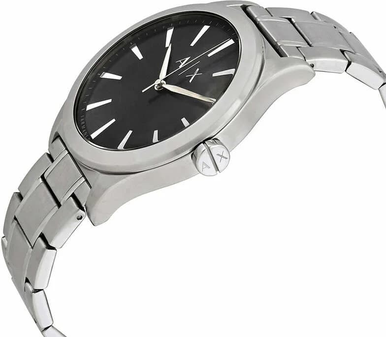 Cadran Armani Exchange AX2320 avec cadran noir, index appliqués et aiguilles luminescentes, date à 3h