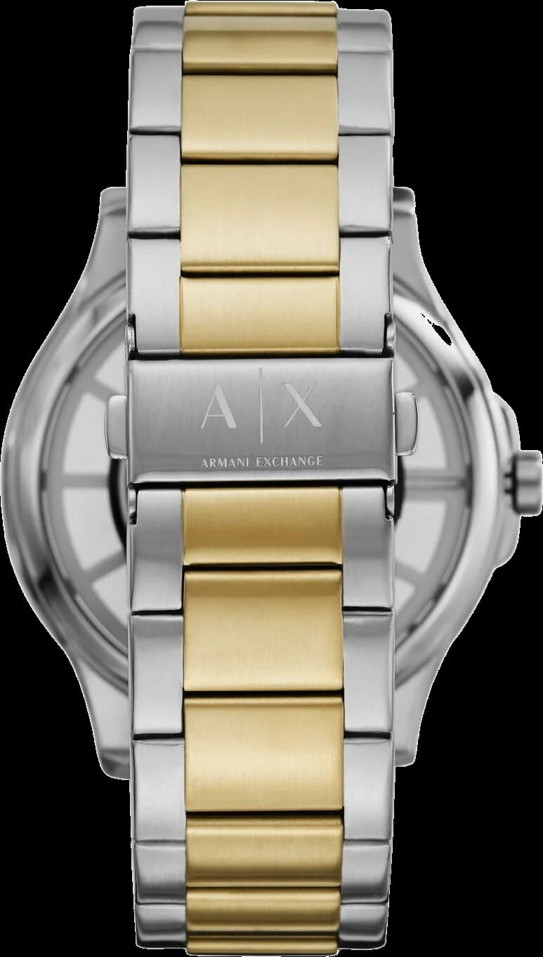 Bracelet Armani Exchange AX2403 en acier bicolore maillé milanaise, fermoir déployante, style chic et moderne