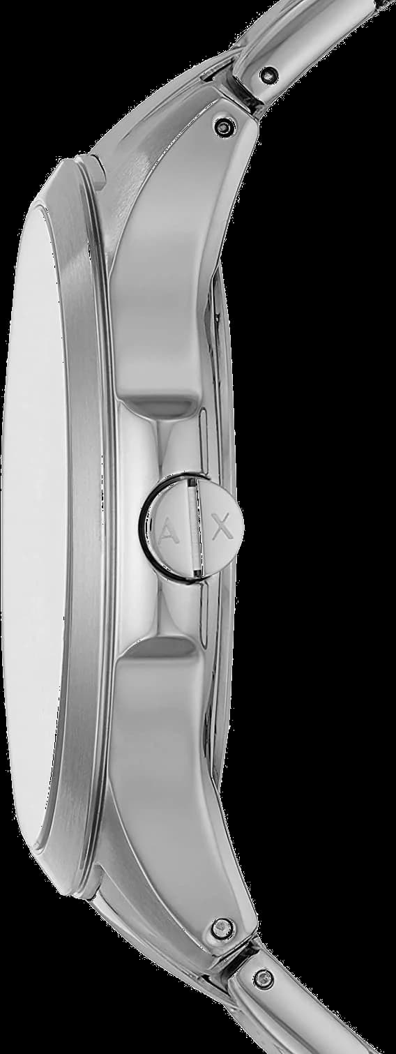 Bracelet Armani Exchange AX2405 en acier inoxydable brossé avec fermoir déployant, maillons ajustables pour un confort durable