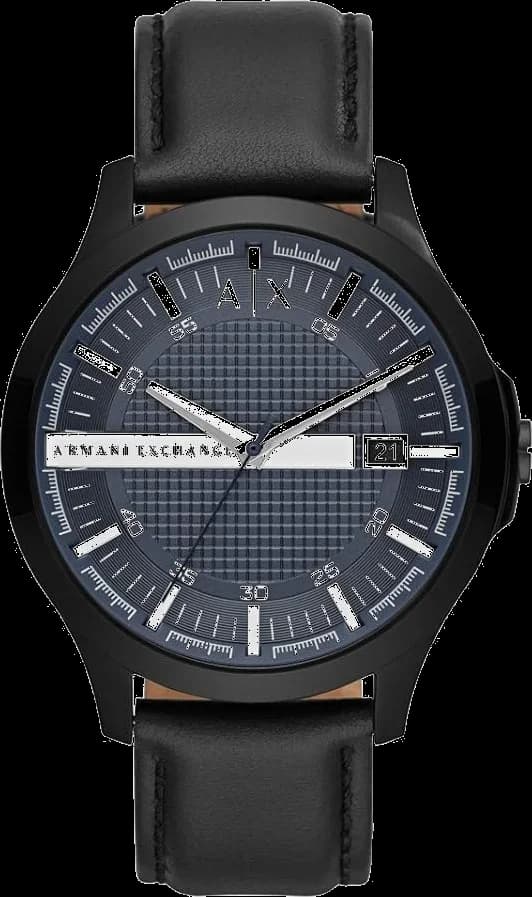 Montre Armani Exchange AX2411 au cadran noir texturé avec index argentés, style minimaliste et élégant