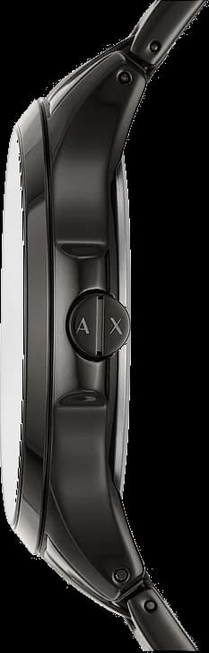 Bracelet Armani Exchange AX2413 en acier inoxydable IP noir, maillons fins et boucle déployante, confort et élégance