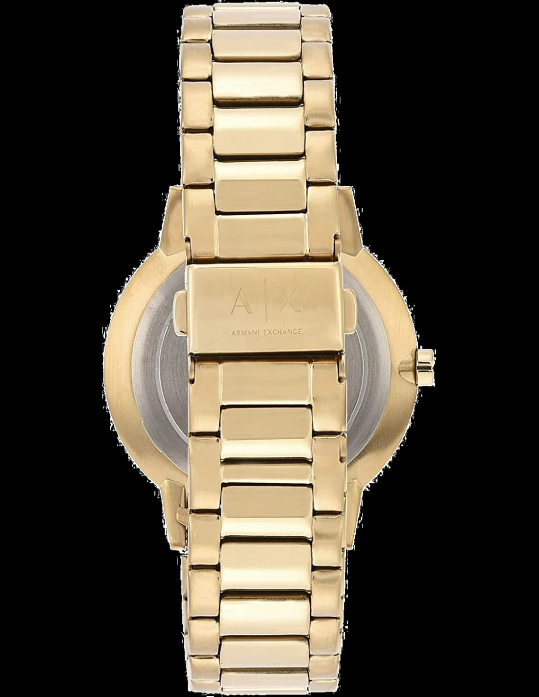 Bracelet Armani Exchange AX2707 en acier doré jaune maillé, fermoir déployante ajustable pour un maintien parfait