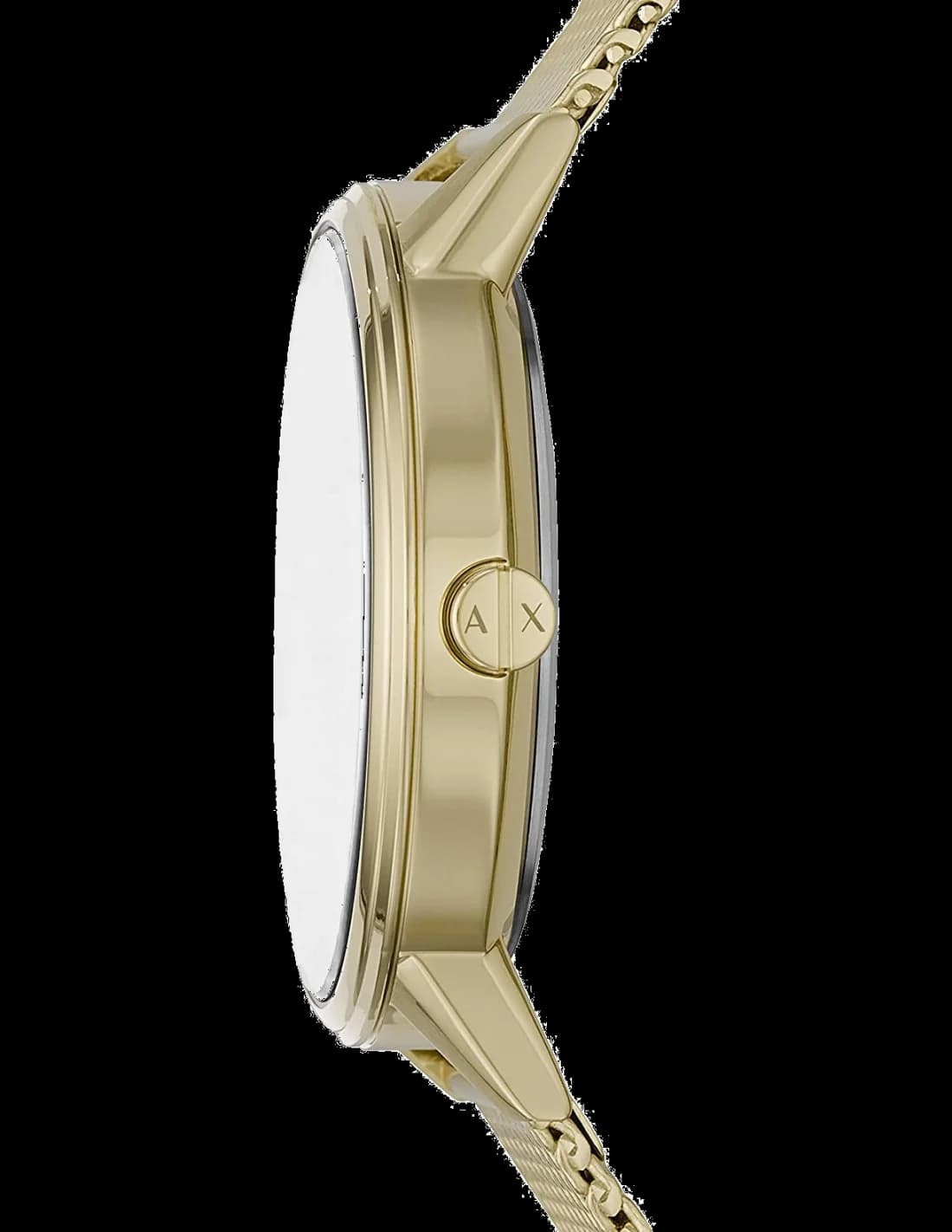 Cadran Armani Exchange AX2715 avec index bâtons dorés, aiguilles fines et date à 3h