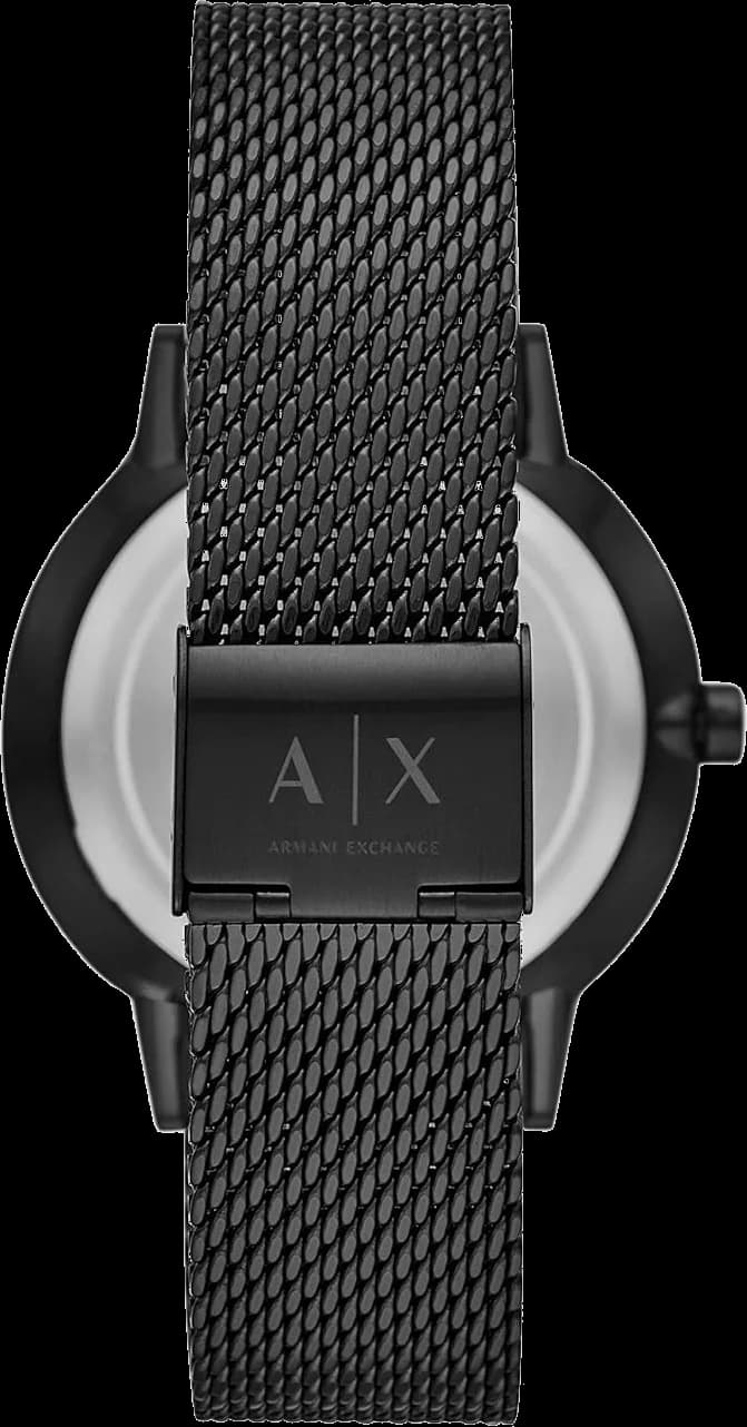 Bracelet Armani Exchange AX2716 en maille milanaise noire avec fermoir déployant, confort et élégance