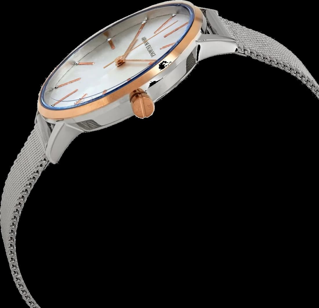 Bracelet Armani Exchange AX5537 en maille milanaise argentée, fermoir déployante ajustable