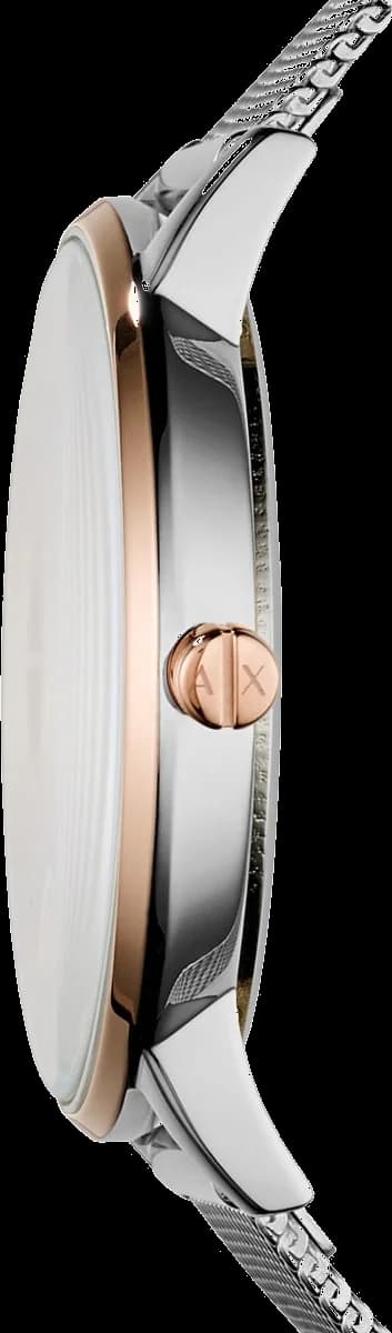 Boîtier Armani Exchange AX5537 rond en acier inoxydable argenté, lunette lisse, profil fin