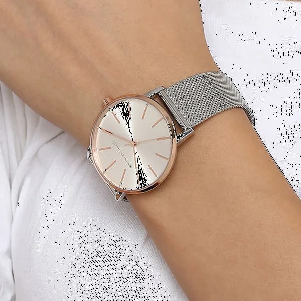 Montre Femme Armani Exchange AX5537 en fine maille milanaise argentée vue 5