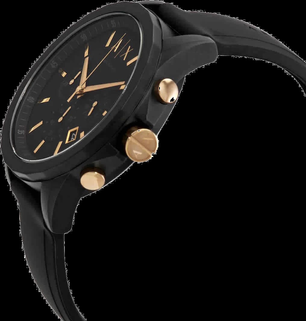 Bracelet Armani Exchange AX7105 en silicone noir texturé avec boucle ardillon, confortable et robuste